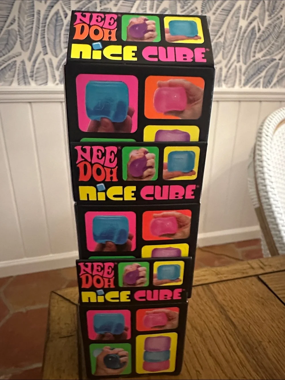 Schylling NeeDoh Nice Cube Super Solid Squish - Pink, Purple, Blue (3 Total)